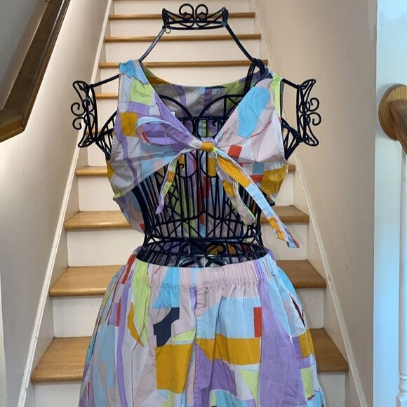 ✨Open Edit COLORFUL 🎨 Tie Open Back 100% Organic Cotton Maxi Dress✨ - Picture 10 of 14